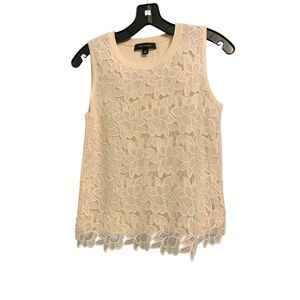 Ann Taylor Cream Floral Lace Sleeveless Shell